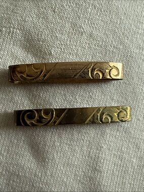 Antique Edwardian Engraved Bar Lingerie Pins/Clips- Set of 2, 1915